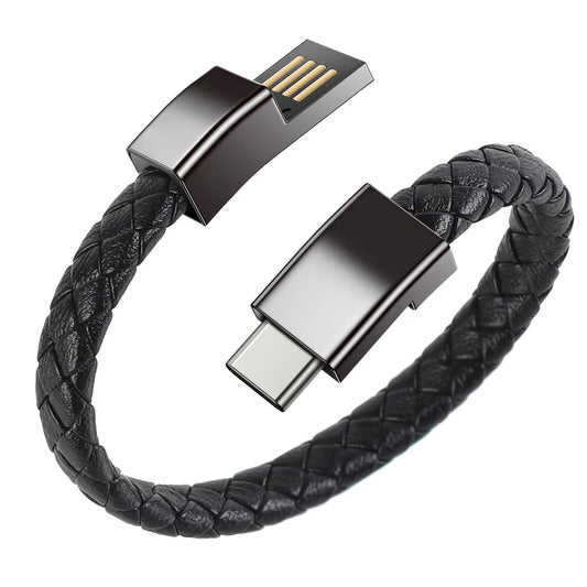 Bracelet USB Charging Cable Outdoor Portable Leather Mini Micro USB C Charger Data Cable For iPhone Samsung HUAWEI Xiaomi Redmi