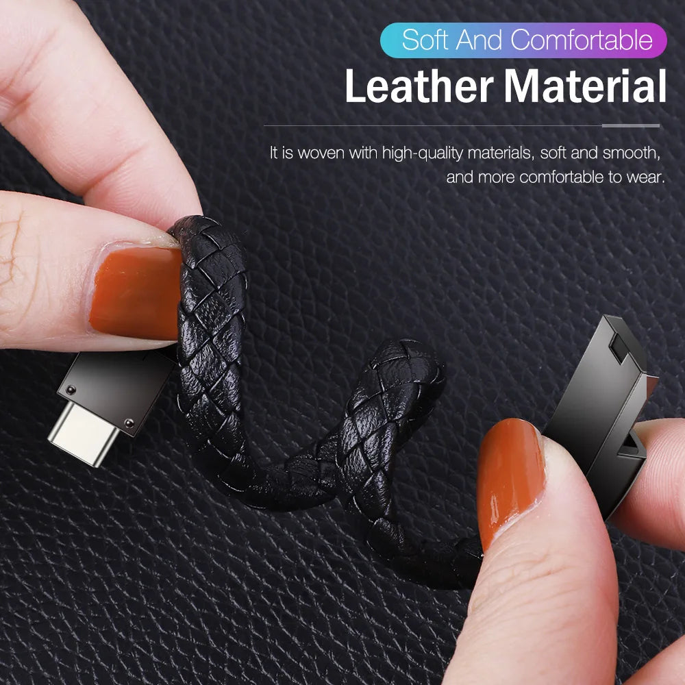 Bracelet USB Charging Cable Outdoor Portable Leather Mini Micro USB C Charger Data Cable For iPhone Samsung HUAWEI Xiaomi Redmi