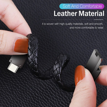 Bracelet USB Charging Cable Outdoor Portable Leather Mini Micro USB C Charger Data Cable For iPhone Samsung HUAWEI Xiaomi Redmi