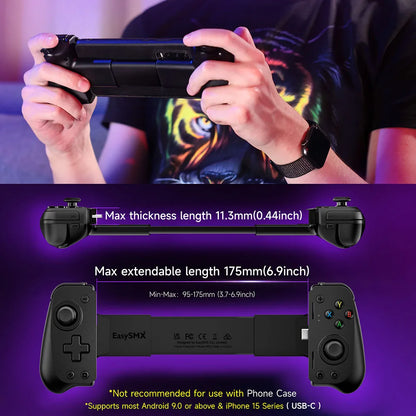 EasySMX M10 Type C Mobile Phone Controller for Android Phone, Xbox Game Pass, iPhone 15, Hall Effect Triggers Joysticks
